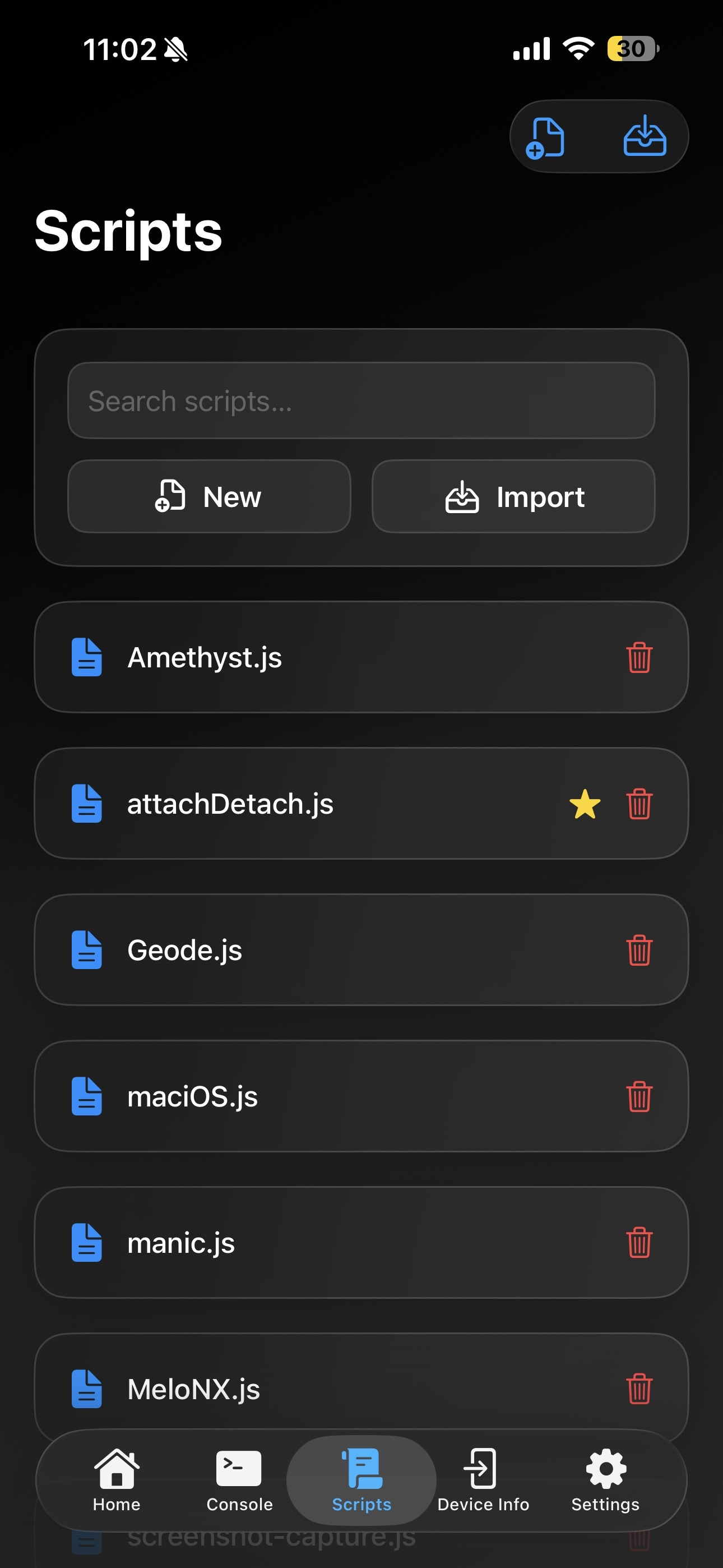 StikDebug scripts screen
